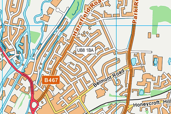 UB8 1BA map - OS VectorMap District (Ordnance Survey)