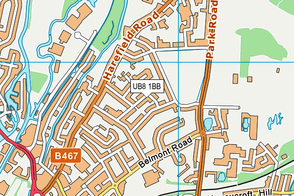 UB8 1BB map - OS VectorMap District (Ordnance Survey)