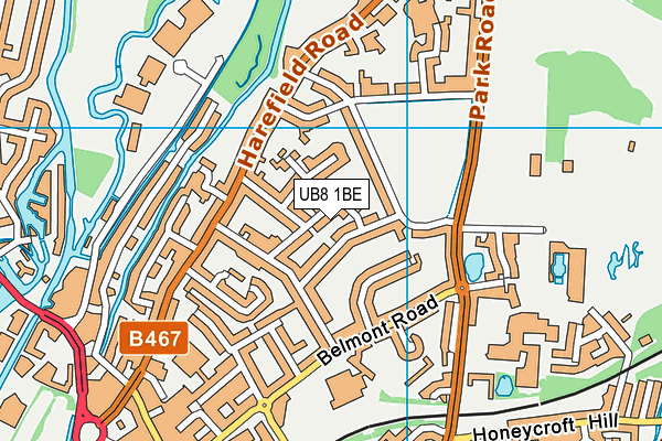 UB8 1BE map - OS VectorMap District (Ordnance Survey)