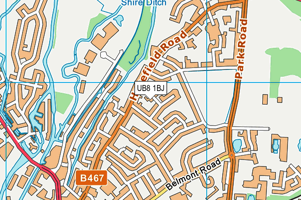 UB8 1BJ map - OS VectorMap District (Ordnance Survey)