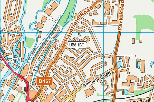 UB8 1BQ map - OS VectorMap District (Ordnance Survey)