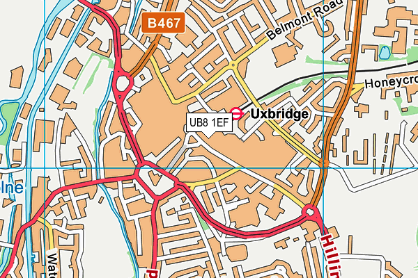 UB8 1EF map - OS VectorMap District (Ordnance Survey)