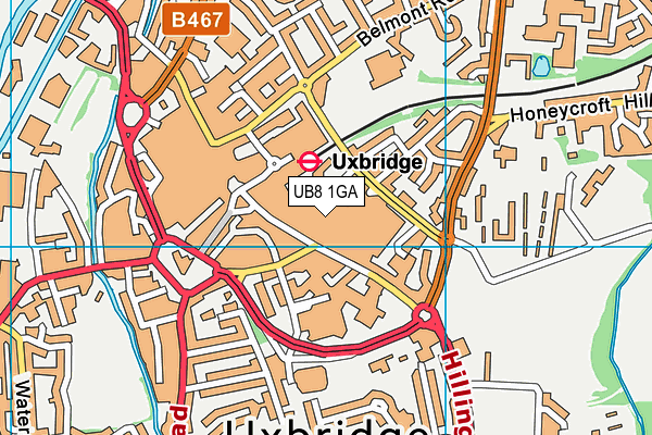 UB8 1GA map - OS VectorMap District (Ordnance Survey)