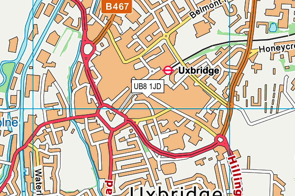 UB8 1JD map - OS VectorMap District (Ordnance Survey)