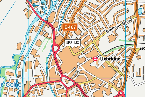 UB8 1JX map - OS VectorMap District (Ordnance Survey)