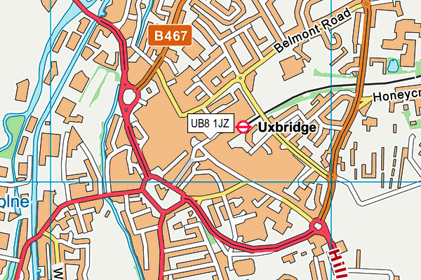 UB8 1JZ map - OS VectorMap District (Ordnance Survey)