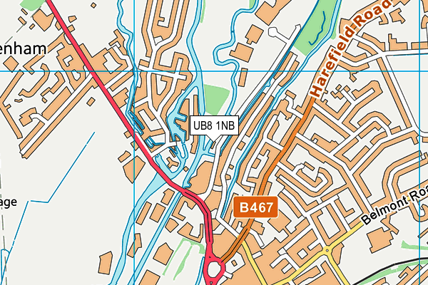 UB8 1NB map - OS VectorMap District (Ordnance Survey)