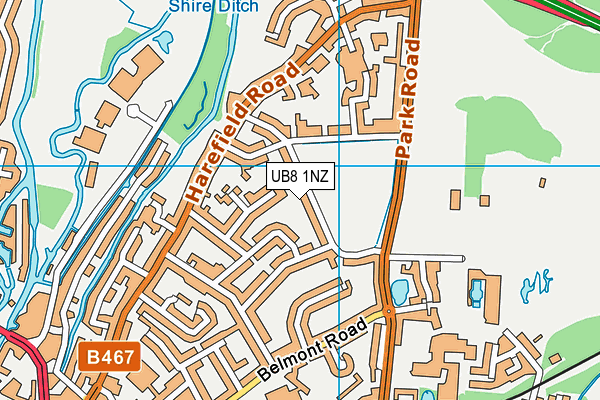 UB8 1NZ map - OS VectorMap District (Ordnance Survey)