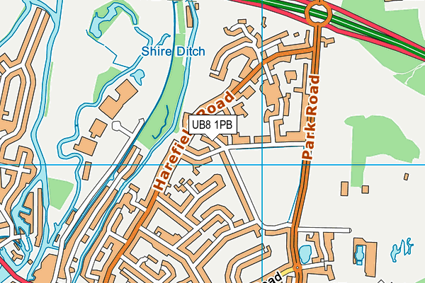 UB8 1PB map - OS VectorMap District (Ordnance Survey)