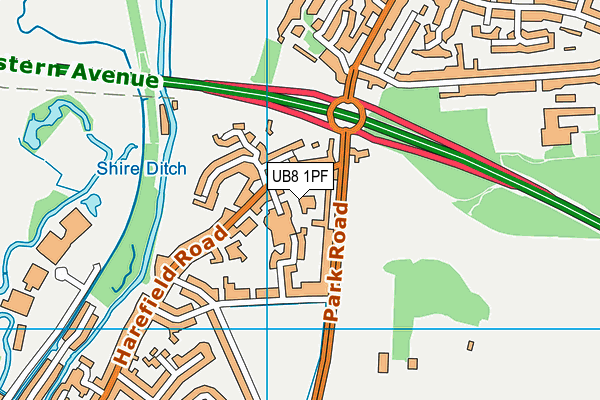 UB8 1PF map - OS VectorMap District (Ordnance Survey)