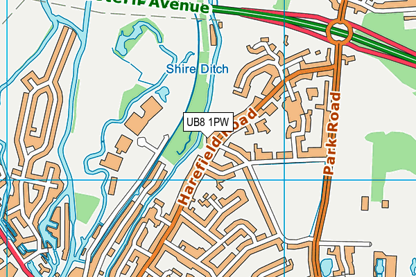 UB8 1PW map - OS VectorMap District (Ordnance Survey)