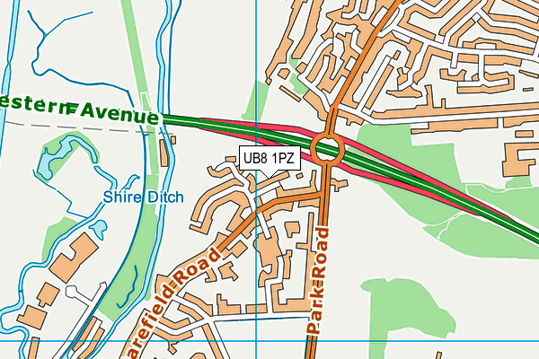 UB8 1PZ map - OS VectorMap District (Ordnance Survey)