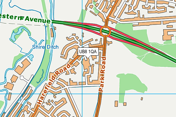 UB8 1QA map - OS VectorMap District (Ordnance Survey)