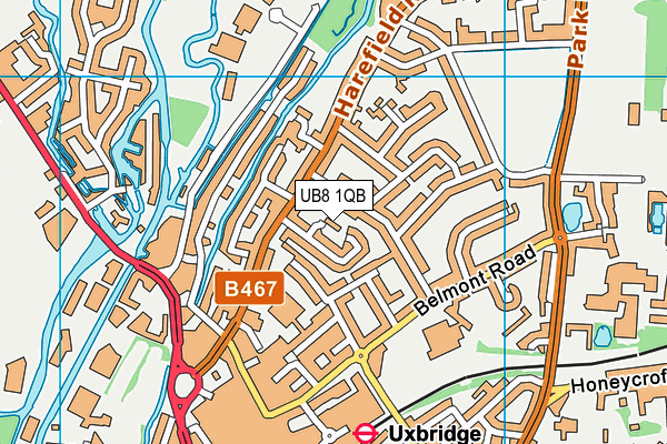 UB8 1QB map - OS VectorMap District (Ordnance Survey)