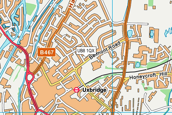 UB8 1QX map - OS VectorMap District (Ordnance Survey)