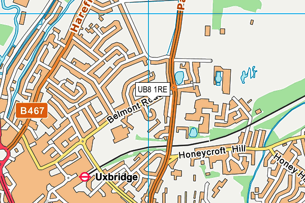 UB8 1RE map - OS VectorMap District (Ordnance Survey)