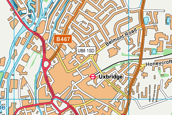 UB8 1SD map - OS VectorMap District (Ordnance Survey)