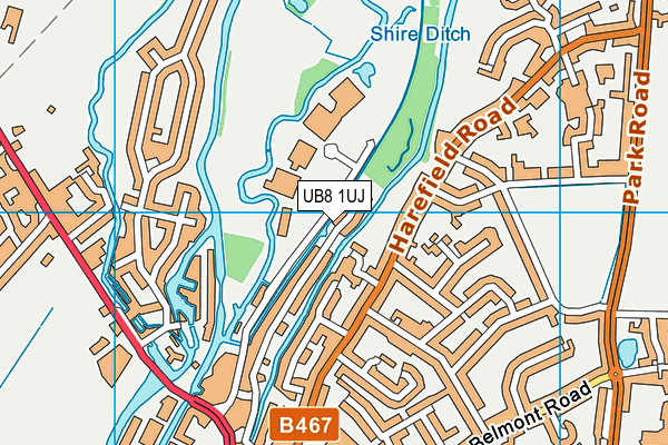 UB8 1UJ map - OS VectorMap District (Ordnance Survey)