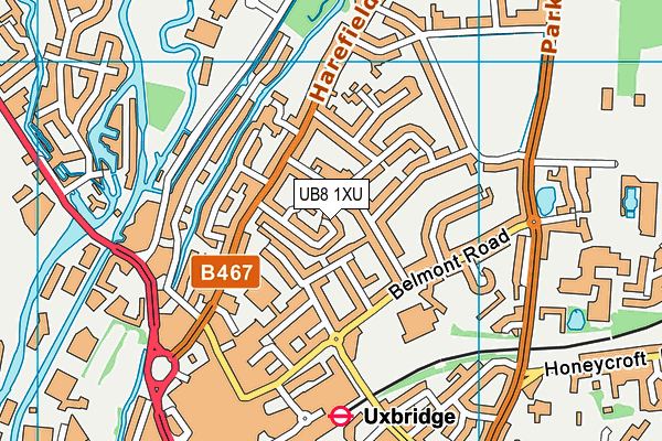 UB8 1XU map - OS VectorMap District (Ordnance Survey)