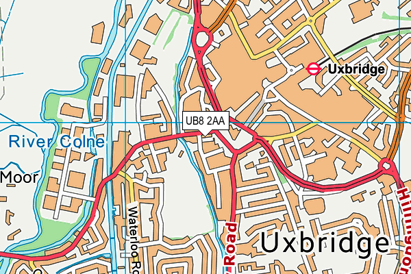 UB8 2AA map - OS VectorMap District (Ordnance Survey)
