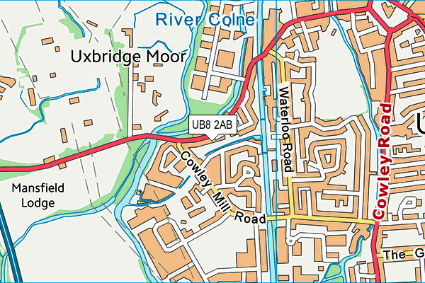 UB8 2AB map - OS VectorMap District (Ordnance Survey)