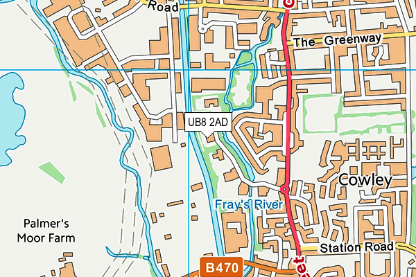 UB8 2AD map - OS VectorMap District (Ordnance Survey)