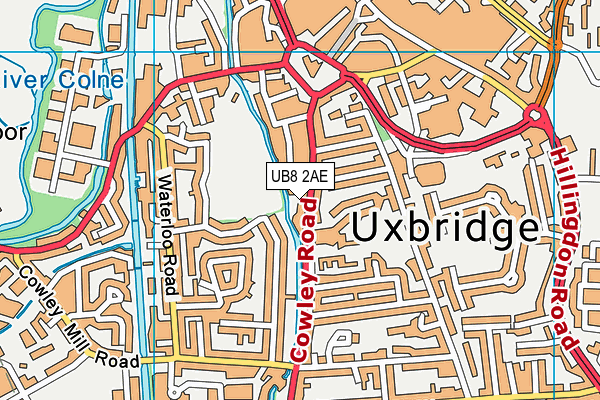 UB8 2AE map - OS VectorMap District (Ordnance Survey)