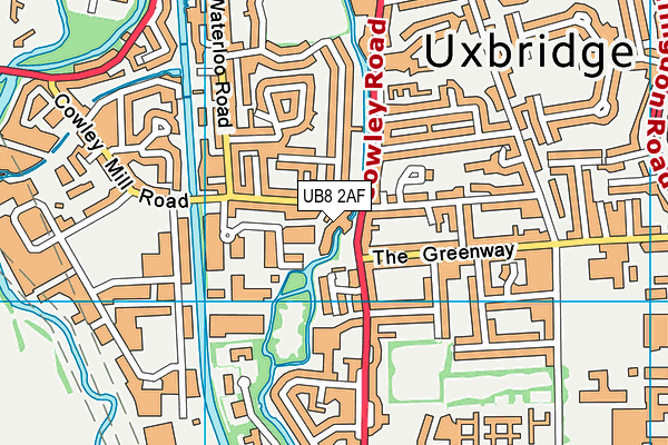 UB8 2AF map - OS VectorMap District (Ordnance Survey)
