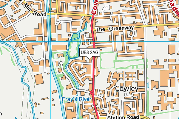 Cowley Recreation Ground map (UB8 2AG) - OS VectorMap District (Ordnance Survey)