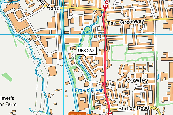 UB8 2AX map - OS VectorMap District (Ordnance Survey)