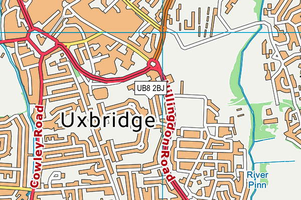 UB8 2BJ map - OS VectorMap District (Ordnance Survey)