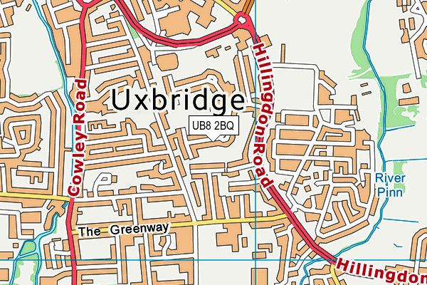 UB8 2BQ map - OS VectorMap District (Ordnance Survey)