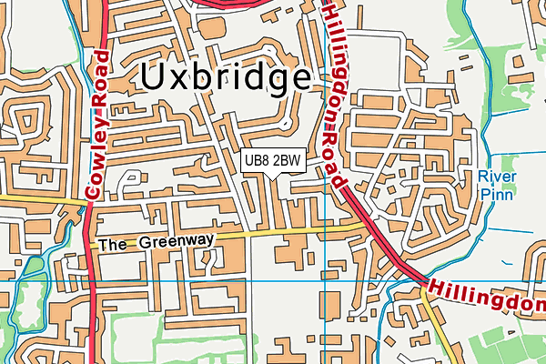 UB8 2BW map - OS VectorMap District (Ordnance Survey)