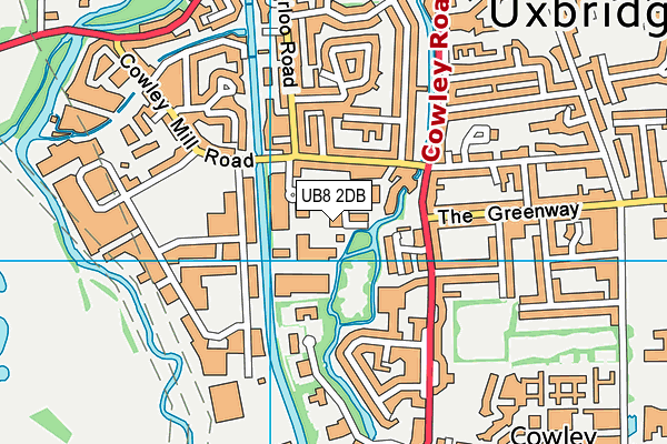 UB8 2DB map - OS VectorMap District (Ordnance Survey)