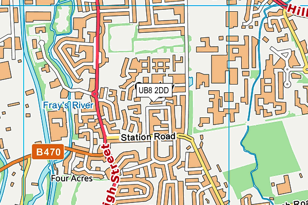 UB8 2DD map - OS VectorMap District (Ordnance Survey)