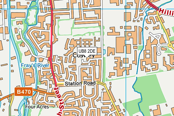 UB8 2DE map - OS VectorMap District (Ordnance Survey)