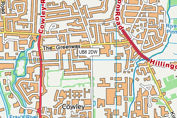 UB8 2DW map - OS VectorMap District (Ordnance Survey)