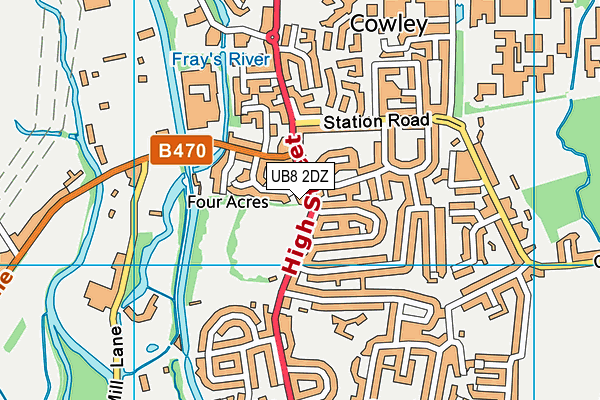 UB8 2DZ map - OS VectorMap District (Ordnance Survey)