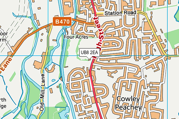 UB8 2EA map - OS VectorMap District (Ordnance Survey)