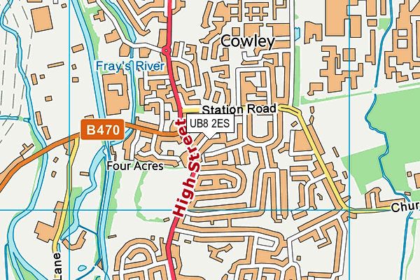UB8 2ES map - OS VectorMap District (Ordnance Survey)