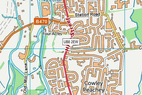 UB8 2EW map - OS VectorMap District (Ordnance Survey)