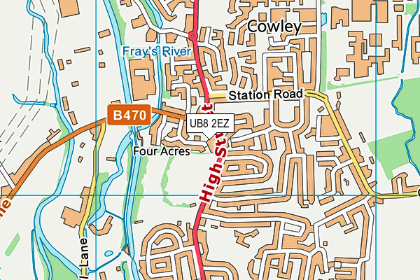 UB8 2EZ map - OS VectorMap District (Ordnance Survey)