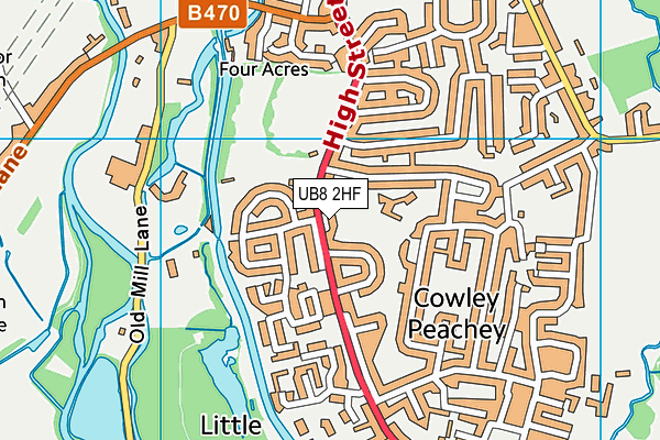 UB8 2HF map - OS VectorMap District (Ordnance Survey)