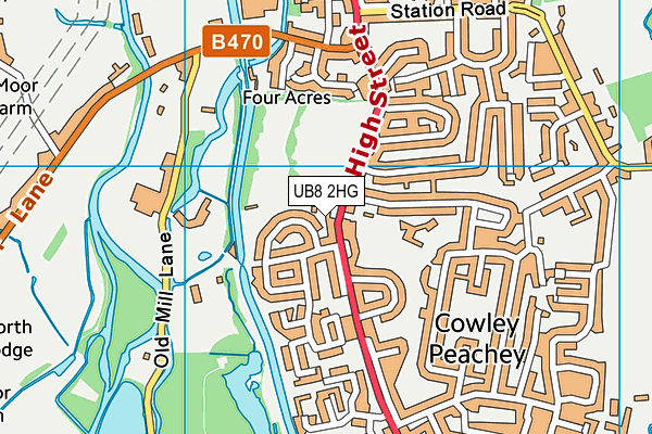 UB8 2HG map - OS VectorMap District (Ordnance Survey)