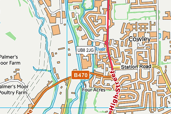 UB8 2JG map - OS VectorMap District (Ordnance Survey)