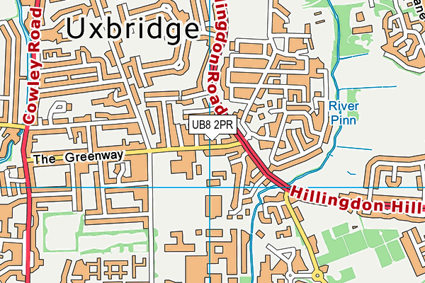 Uxbridge High School map (UB8 2PR) - OS VectorMap District (Ordnance Survey)