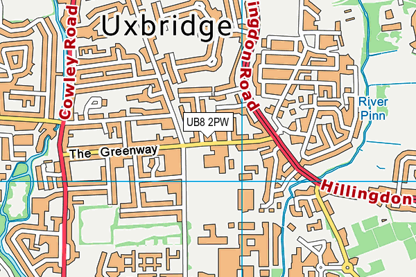 UB8 2PW map - OS VectorMap District (Ordnance Survey)