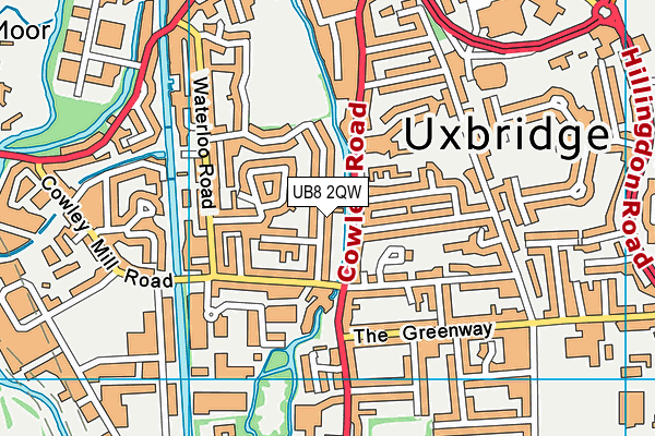 UB8 2QW map - OS VectorMap District (Ordnance Survey)