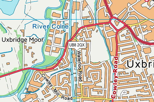 UB8 2QX map - OS VectorMap District (Ordnance Survey)