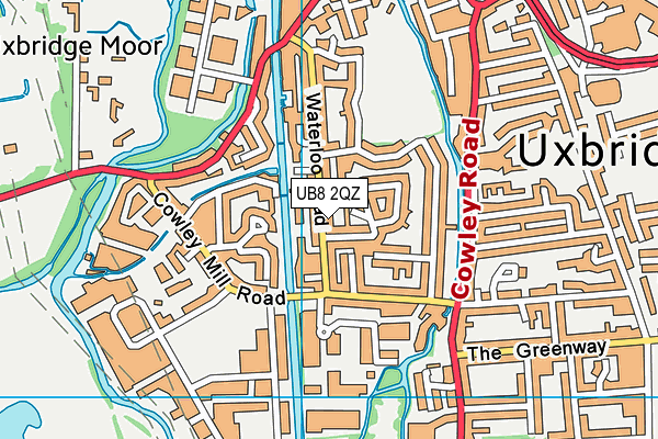 UB8 2QZ map - OS VectorMap District (Ordnance Survey)